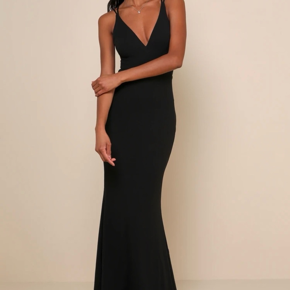 Lulu's All this Allure Black Strappy Backless Mermaid Maxi Dress